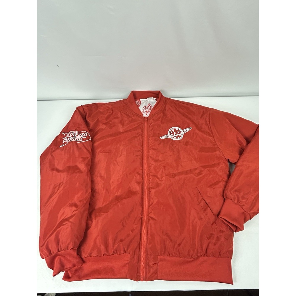 Disney Pixar Toy Story Spirit Pizza Planet Mens XL Red Satin Bomber Jacket Zip
